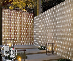 Net Lights Outdoor Indoor Mesh Lights Plug in, 3M X 2M 200LED Garden Tree Lights Outside Fairy Lights 8Mode Waterproof Connectable for Indoor Gazebo Balcony Decor(Warm White)