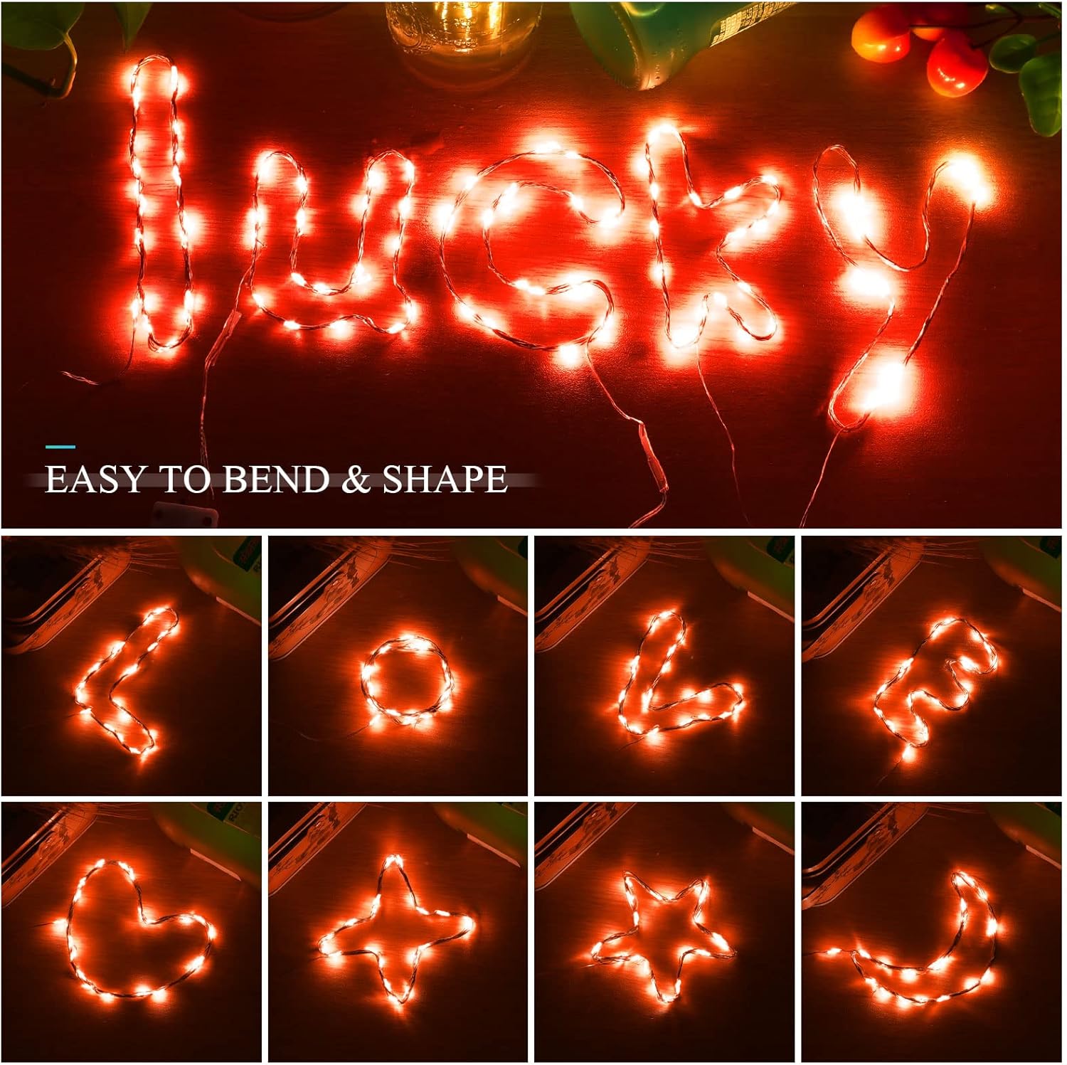 LED Fairy String Lights, 2M 20 LED Battery Operated Waterproof Copper Wire Lights for Indoor & Outdoor Décor, Christmas, Valentine, Birthday (Red, Pack of 5)