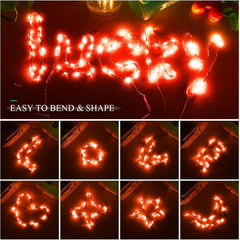 LED Fairy String Lights, 2M 20 LED Battery Operated Waterproof Copper Wire Lights for Indoor & Outdoor Décor, Christmas, Valentine, Birthday (Red, Pack of 5)
