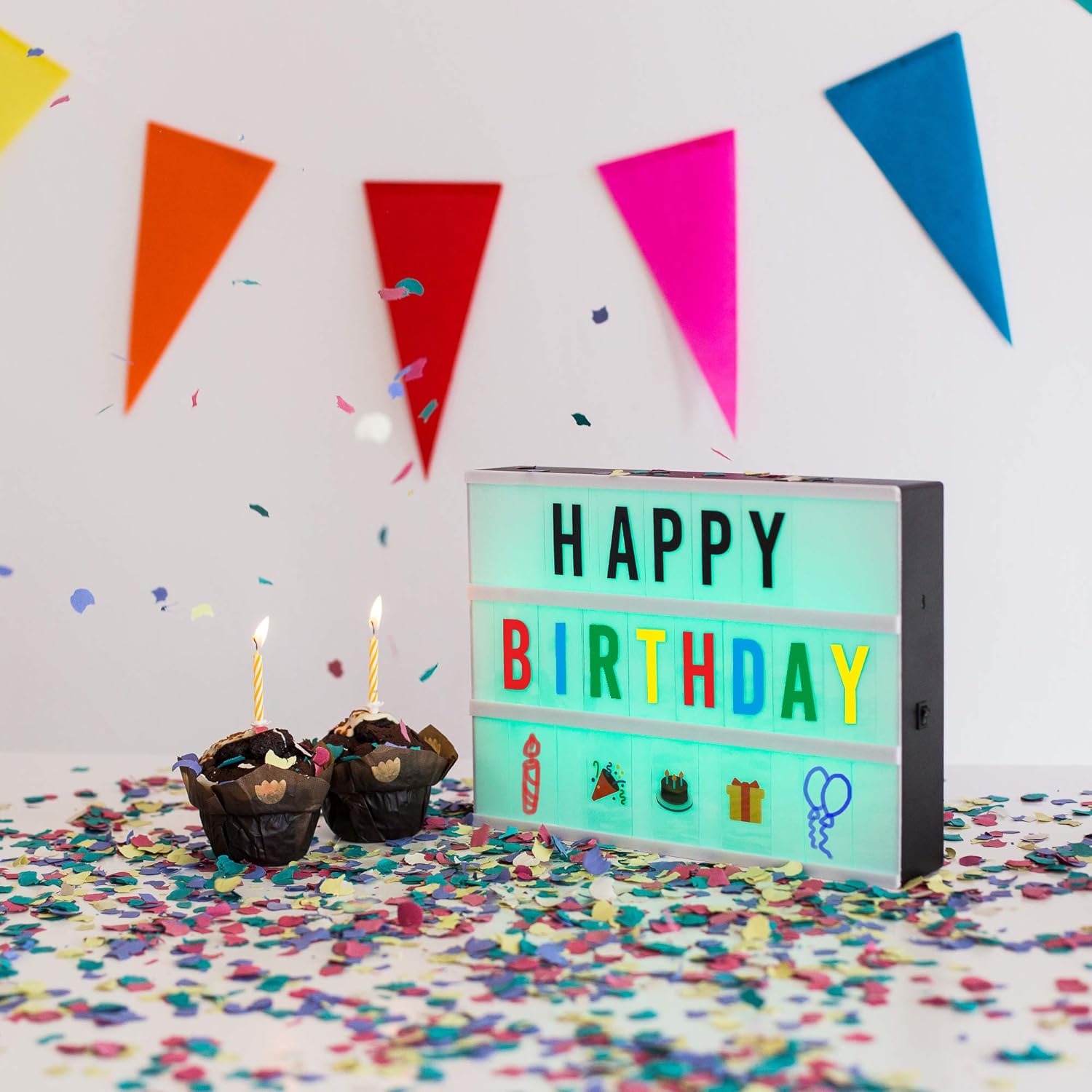 BONNYCO Color Changing Cinema Light Box – 16 Colours, 400 Letters & Emojis
