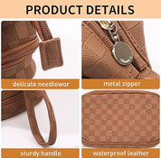 Large Capacity PU Leather Travel Makeup Bag with Handle, Portable Cosmetic Organizer
