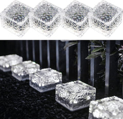 4pcs cool white solar LED brick lights with light sensor for outdoor garden, path, and deck