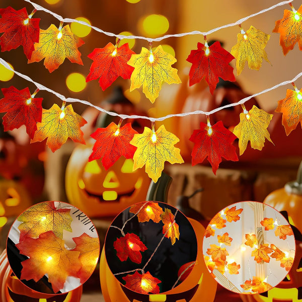 3M 20 LED Maple Leaf String Lights – Autumn Décor for Home, Garden & Parties