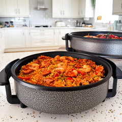 40cm Multi-Function Electric Cooker Pan with Lid – Non-Stick Aluminium Electric Frying Pan with Thermostat Control