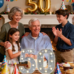 LED Silver Number 70 Light – Battery Powered Party Decoration