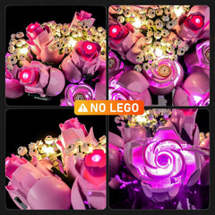 Light Kit for Lego 10374 Bouquet of Pink Roses – Easy Install & Hidden Wiring