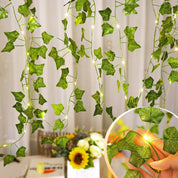 Artificial Ivy Vine Fairy Lights with Remote, 100 LED Warm White Battery and USB Powered Garland for Indoor and Outdoor Wall Décor