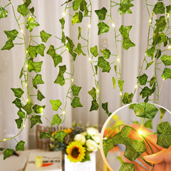 Artificial Ivy Vine Fairy Lights with Remote, 100 LED Warm White Battery and USB Powered Garland for Indoor and Outdoor Wall Décor