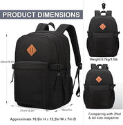Classic Travel Laptop Backpack – Anti-Theft USB Charging Bag for Men & Women, Black