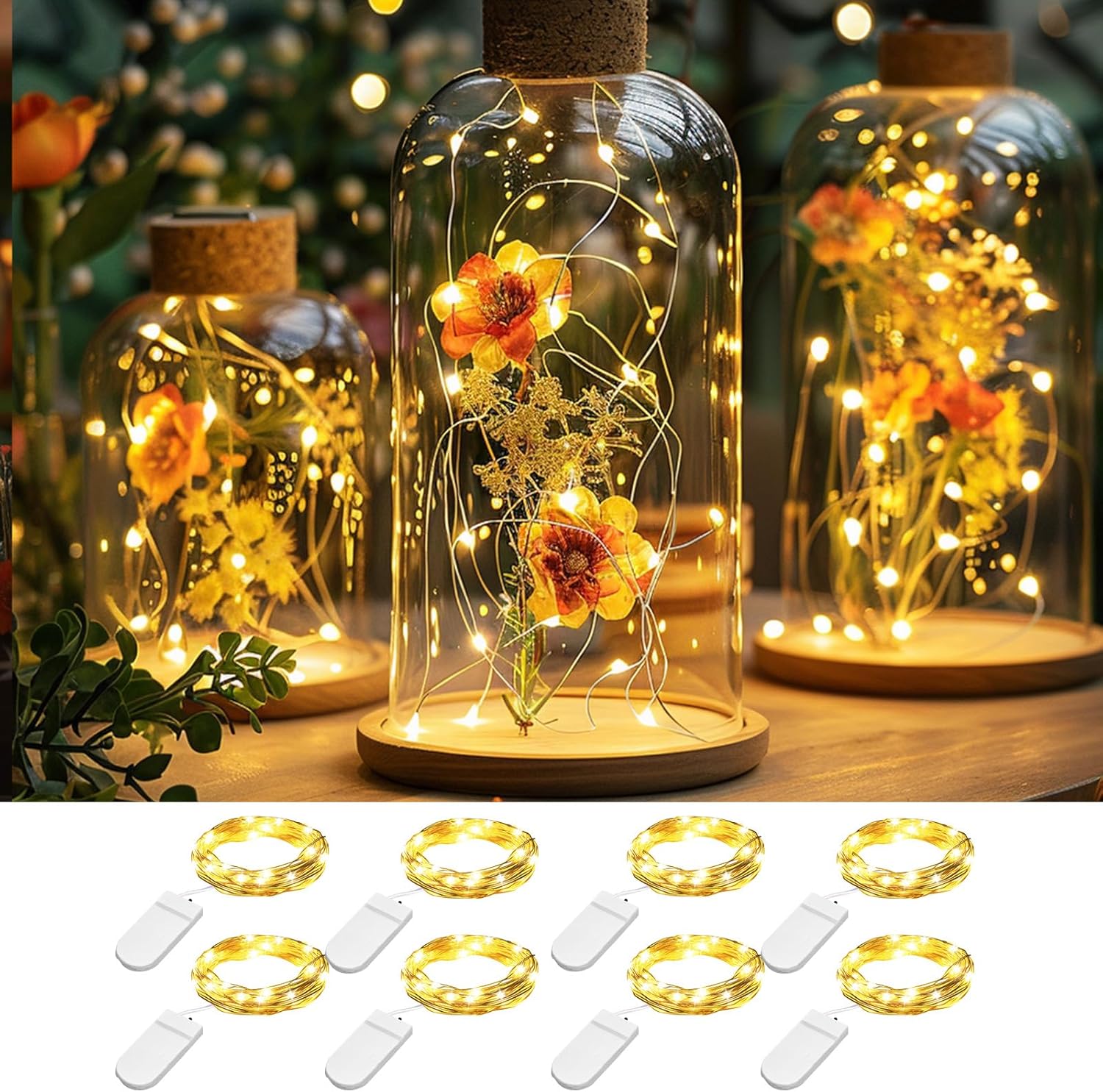 Fairy Lights, 12-Pack Battery Operated with 20 LED Copper Wire Lights, Ideal for DIY, Party, Patio, Decor, and Bedroom