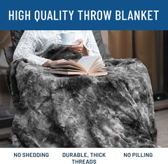 Everlasting Comfort Faux Fur Throw Blanket, Soft Fluffy Plush Thick Cozy Throw
