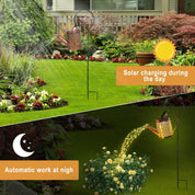 Brown Solar Watering Can LED String Light Garden Art Outdoor Lamp