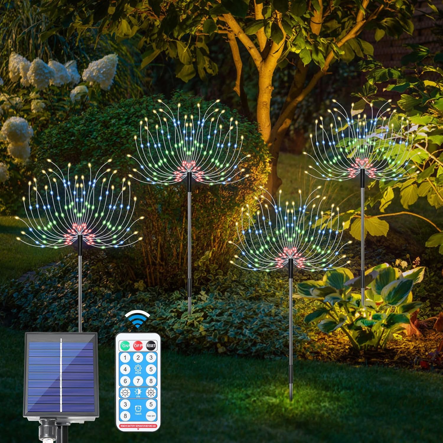 Solar Garden Lights Outdoor 4X120 LED Firework Lights Fairy LED Lights for Pathway Patio Lawn Backyard Christmas Decorations