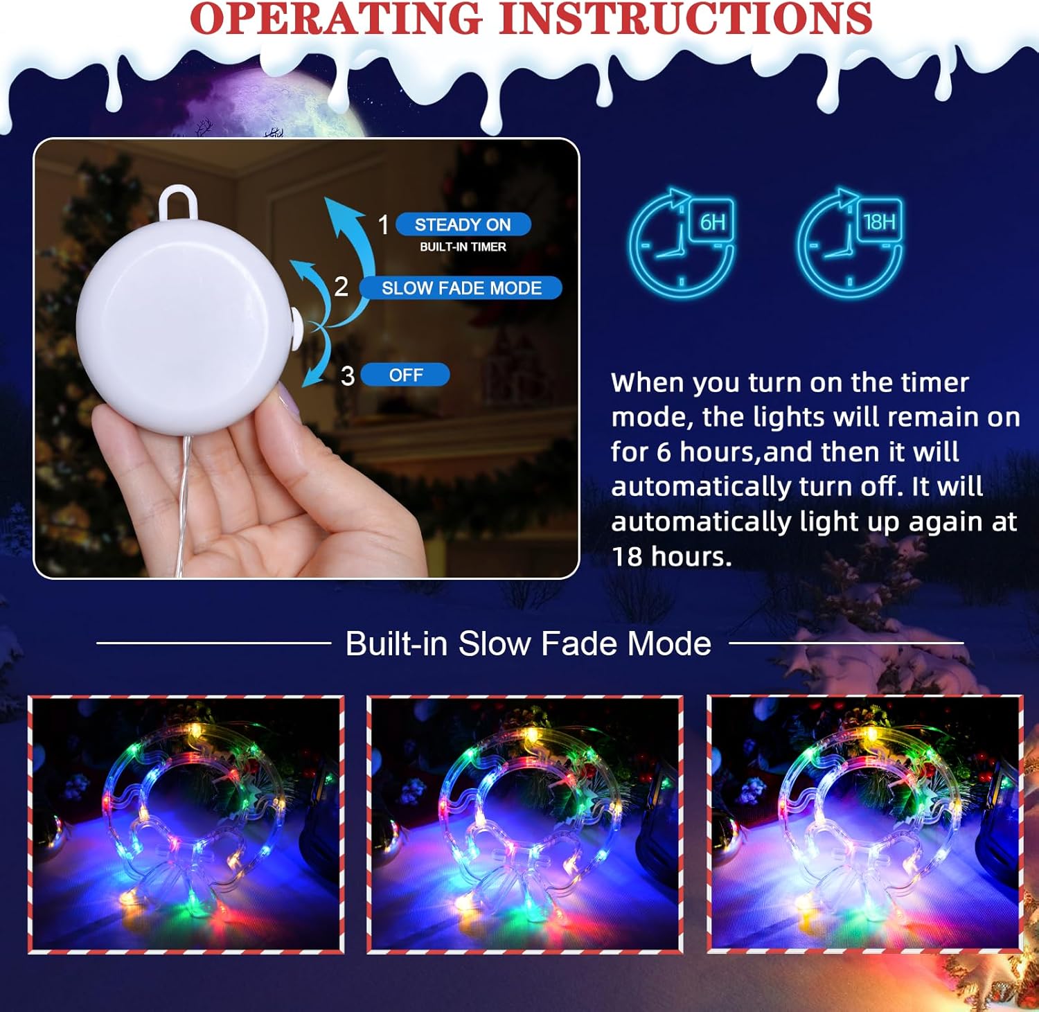 LOL 3 Pack Christmas Window Lights - Wreath, Gift Box & Santa - Battery Operated
