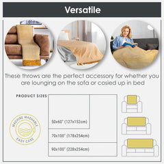 Emma Barclay Recycled Cotton Herringbone Throw Blanket, Ochre Yellow, 127x152cm