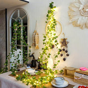 Artificial Ivy Vine Fairy Lights with Remote, 100 LED Warm White Battery and USB Powered Garland for Indoor and Outdoor Wall Décor