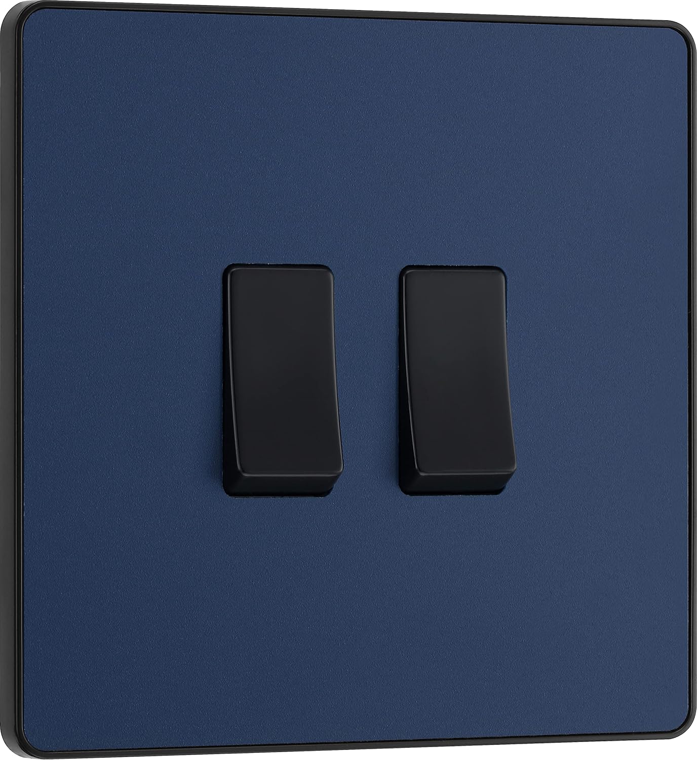 Double 2 Way Screwless Wall Light Switch Matt Blue