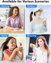 WHATOOK Handheld Turbo Fan, High Speed Cooling, USB Rechargeable Mini Portable Hand Fans with 5 Speeds/Digital Display/Fast charging, Personal Small Stylish Fan for Women Outdoor Beach Vacation