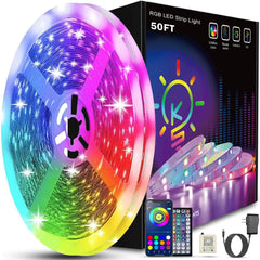 30M LED Strip Lights (2x15M), Bluetooth App Control, Music Sync, RGB Color Changing, with Remote, for Bedroom and Home Decor