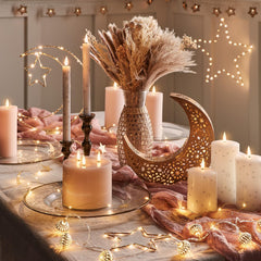 Ramadan Moon Light Table Centrepiece – 30 Warm White LED Battery Operated Decoration with Timer