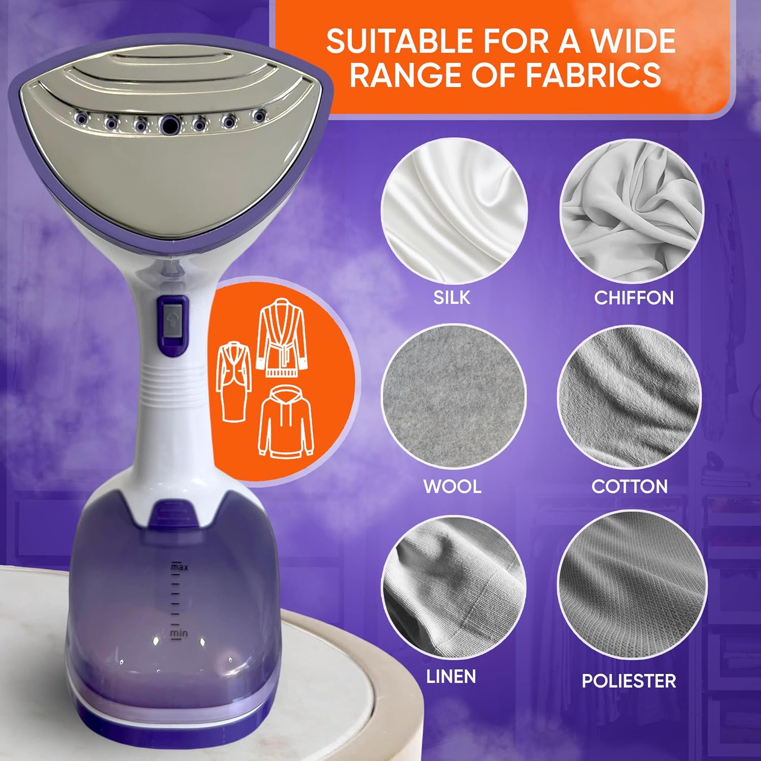 Clothes Steamer - Powerful 1500W Clothes Steamer Handheld - Clothes Steamer For Home - Upgraded 350ML Water Tank - Travel Steamer For Clothes - 25s Heat Up - Wrinkle Remover