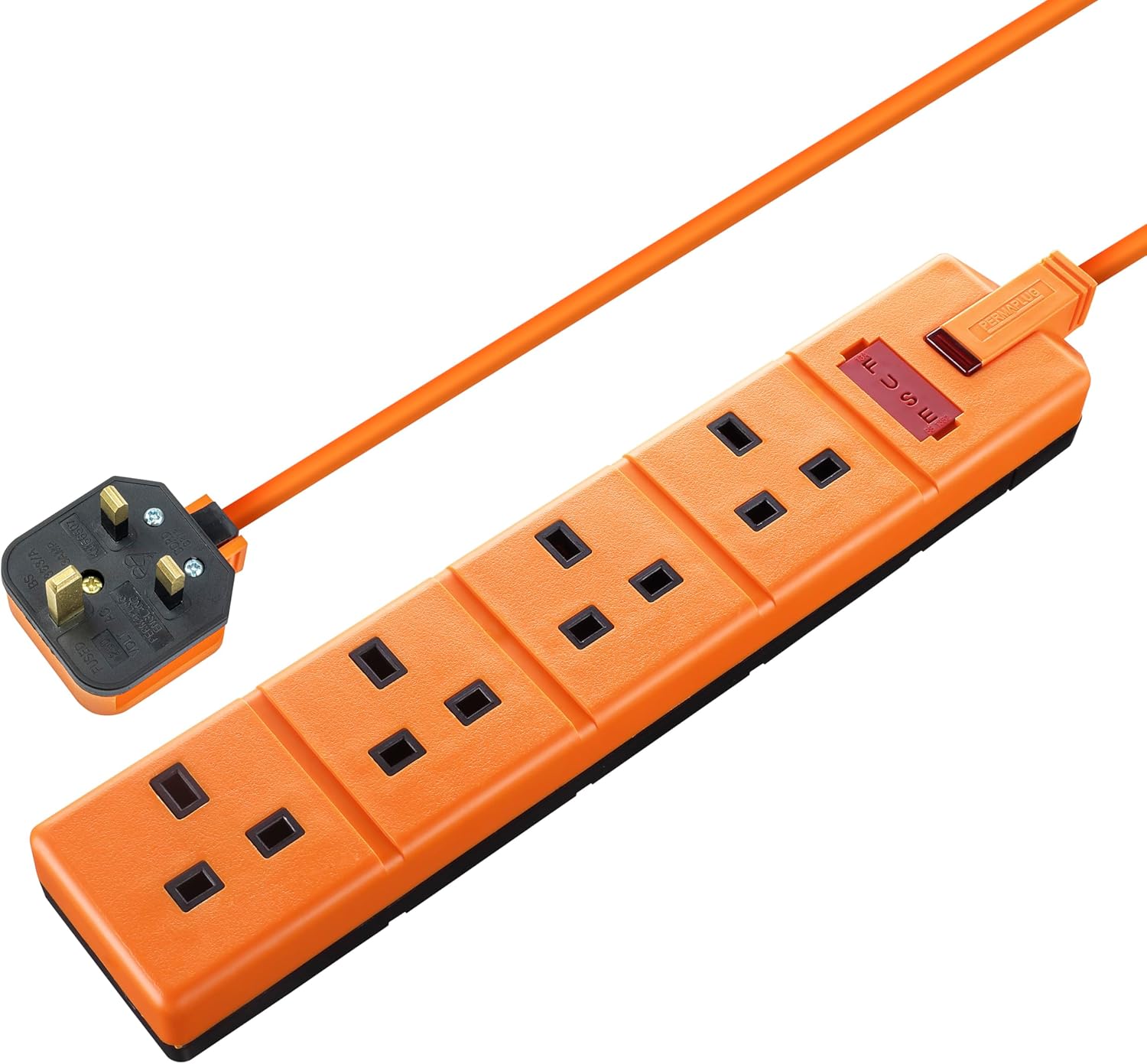 Masterplug 4 Socket Extension Lead 2m Orange 13A