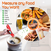 Digital Instant Read Meat Thermometer Red – Ultra-Fast Cooking Probe with Backlit LCD