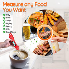 Digital Instant Read Meat Thermometer Red – Ultra Fast, Backlit, Foldable Probe
