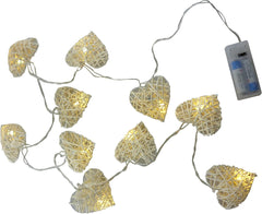 10 Warm White LED Rattan Heart Lights – Ideal for Christmas, Wedding, and Home Decoration