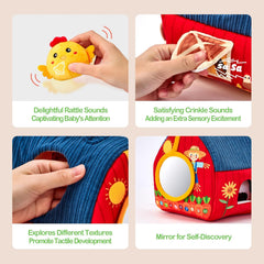 Hahaland Baby Toys 6-12 Months – Farm Animals with Barn, Rattle & Sensory Play