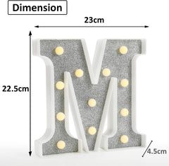 Glitter LED Letter Light M with Remote 18 Colors