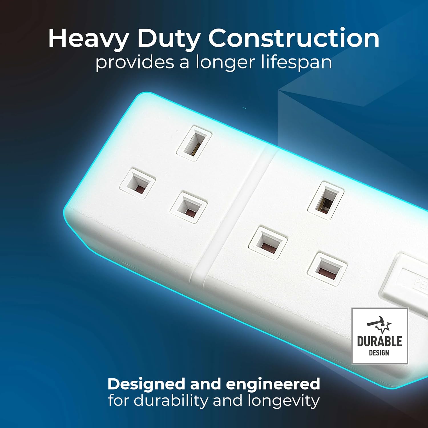 Two Socket Heavy Duty Extension Lead 4m Unswitched
