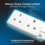 Two Socket Heavy Duty Extension Lead 4m Unswitched