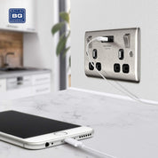BG Electrical Double Switched Power Socket with 2 USB Ports