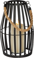 Set of 2 Black Metal Cage LED TruGlow® Candle Lanterns - Battery Operated, Waterproof for Indoor/Outdoor Use