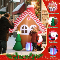 7FT Inflatable Christmas House with Santa & Tree – LED Lights & Outdoor Decor