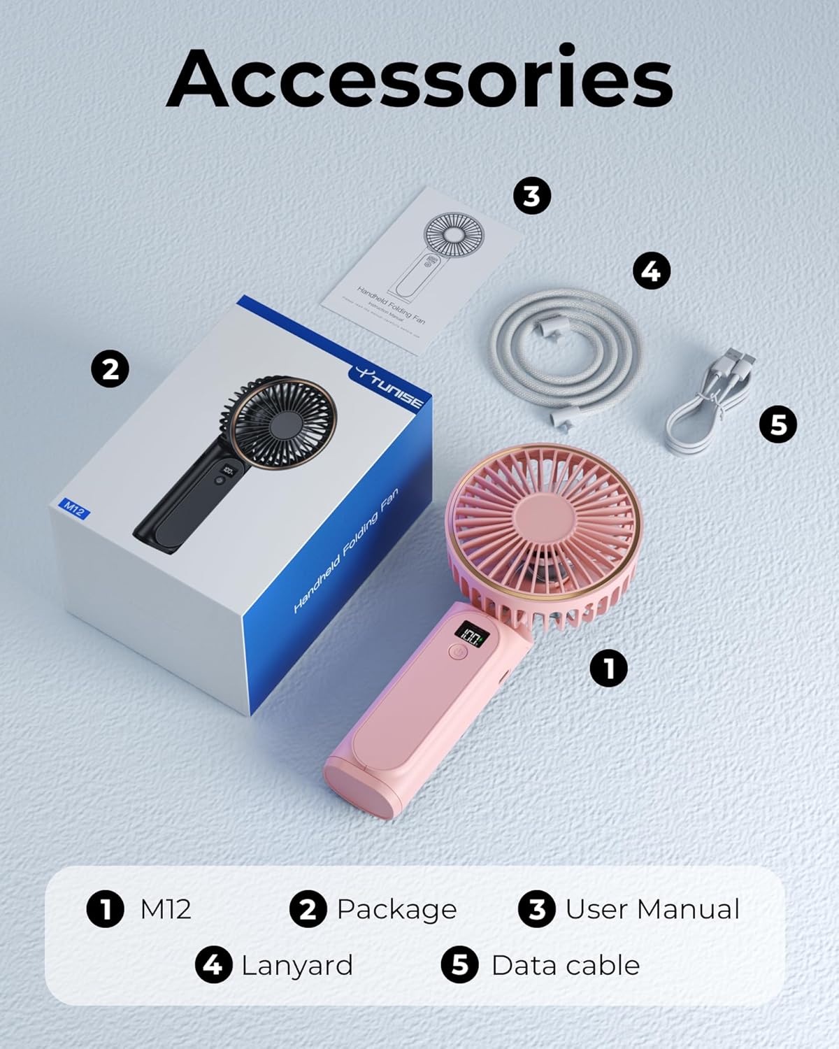 Handheld Portable Fan With 4000mAh, LED Display, 180° Adjustable Rechargeable, 6 Speed Power Bank for Home Office Bedroom Outdoor