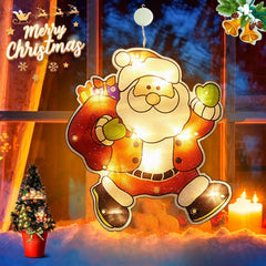XINFTEUE Lighted Santa Christmas Window Silhouette – Warm White Battery Operated