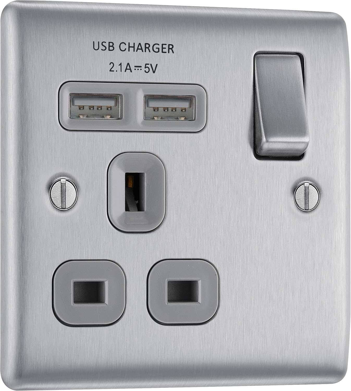 Fast Charging Single Switched Socket with Dual USB Ports