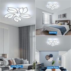 65W LED Ceiling Light 5850LM, 5-Light Modern Acrylic Flower Design, Cool White 6500K Fixture for Living Room, Bedroom, Kitchen