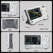 RIGOL DHO802 Portable Digital Oscilloscope, 70MHz Bandwidth, 2 Analogue Channels, 12bit Vertical Resolution, Low Noise Floor, Mobile Power Supply Supportable
