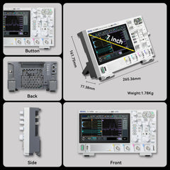 RIGOL DHO804 Portable Digital Oscilloscope, 70MHz Bandwidth, 4 Analogue Channels, 12bit Vertical Resolution, Low Noise Floor, Mobile Power Supply Supportable