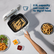 Electric 2.5L Deep Fat Fryer with Non-Stick Coating, Mesh Basket & Viewing Window – Easy Clean Countertop Fryer – White