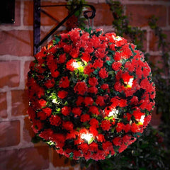 28cm Solar Powered Ultra Bright LED Rose Outside | Topiary Balls Hanging Ornament | Decorative Garden Balls Boxwood Garden Light | Garden Hanging Balls | Green | 2 Pack