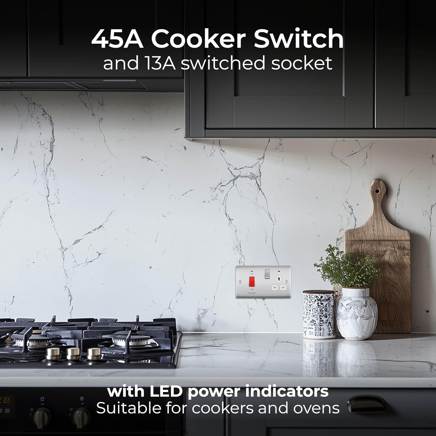 Cooker Control Cover Cooker Control Unit Switch with Socket and LED 45A – KfDirect