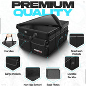 50L Car Boot Organiser – Foldable SUV Storage Box with Straps & Lid