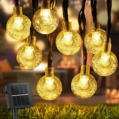 Outdoor Garden 9M/30FT 60 LED Solar String Lights Waterproof Crystal Ball 8 Modes Decorative for Home Yard Patio Party Wedding Warm White