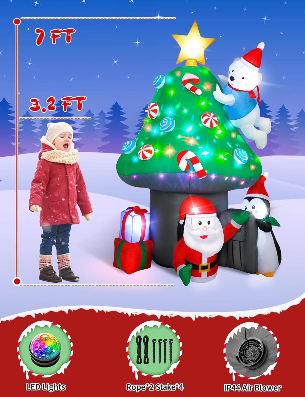 Waterproof inflatable Christmas tree yard decoration