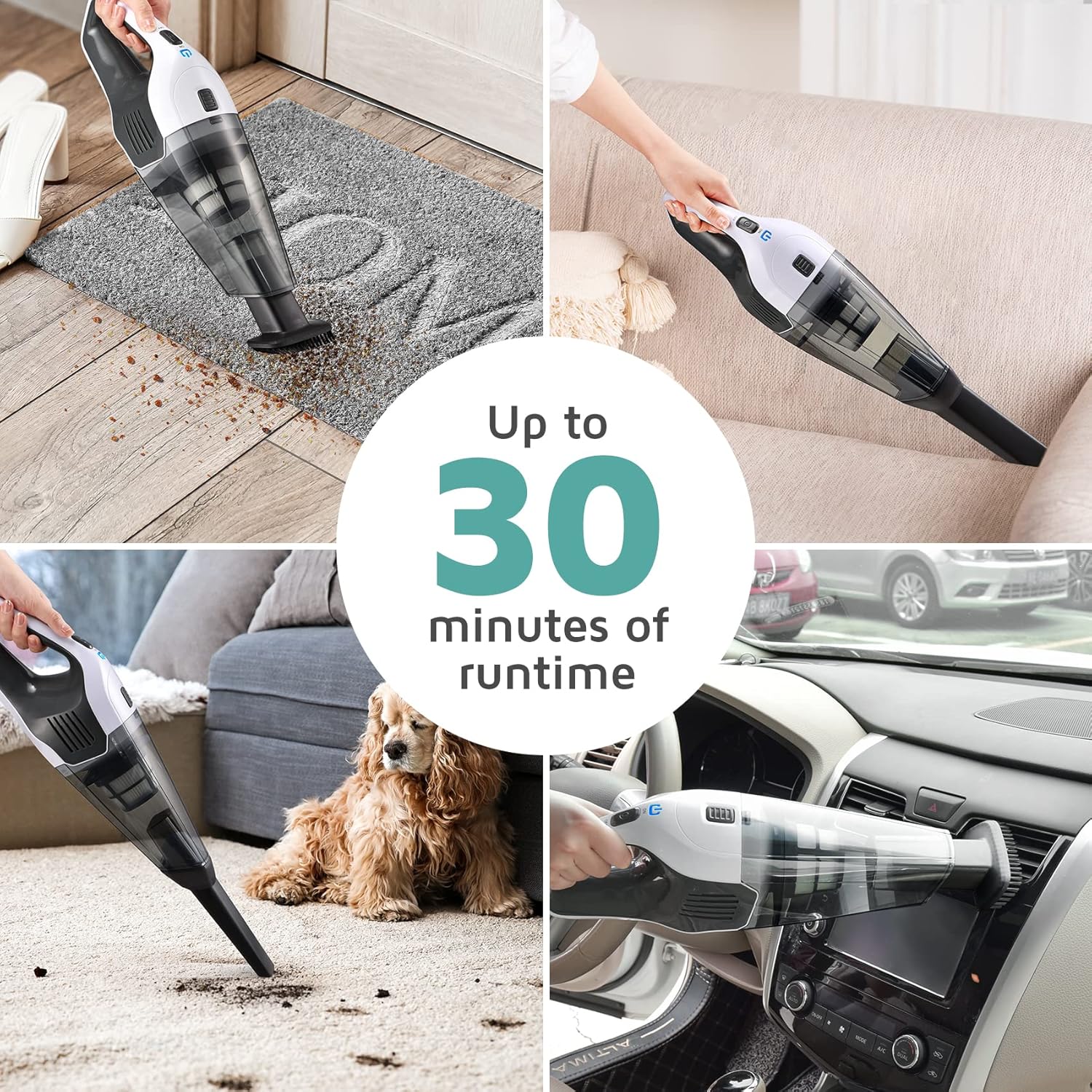 Handheld Vacuum Cleaner Black 8000Pa Cordless Rechargeable for Home & Car