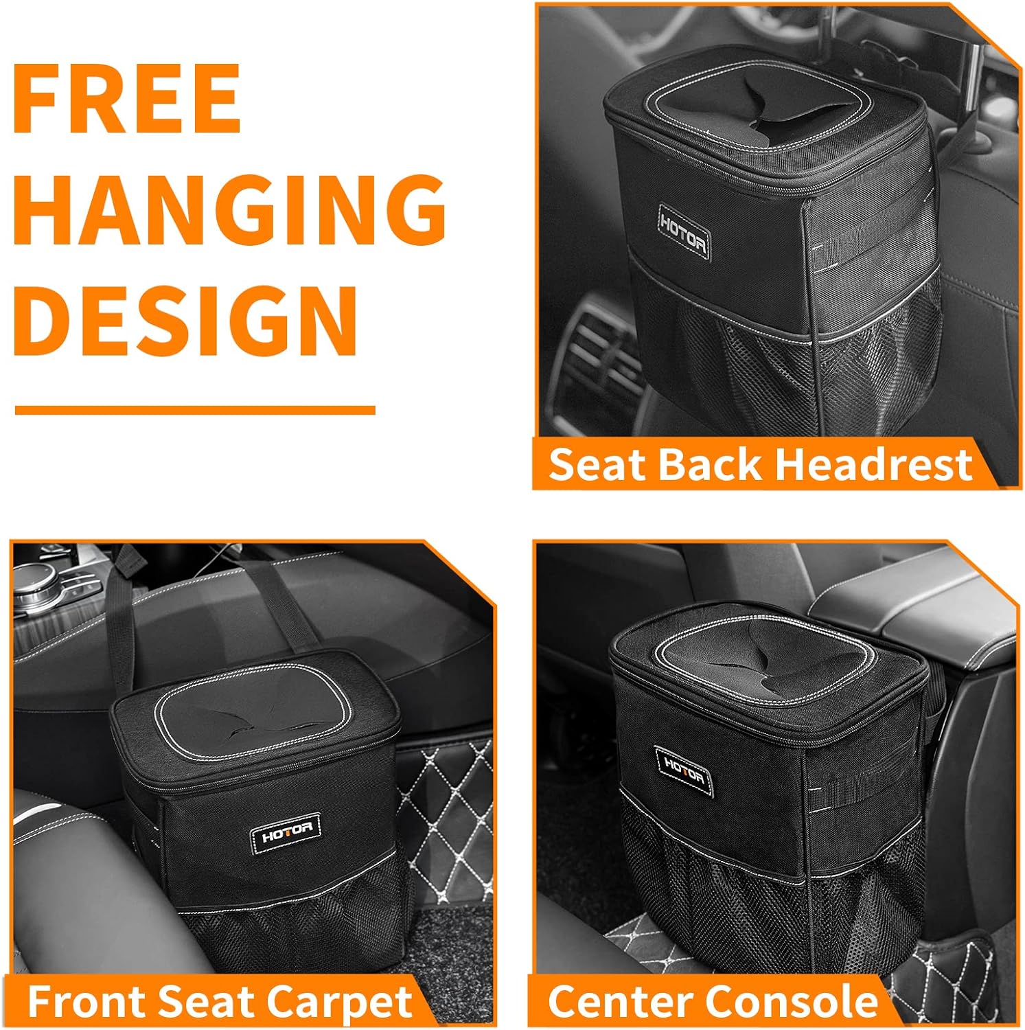 Car Trash Bin – Leak-Proof, Foldable, Waterproof with Lid, Straps & Pockets